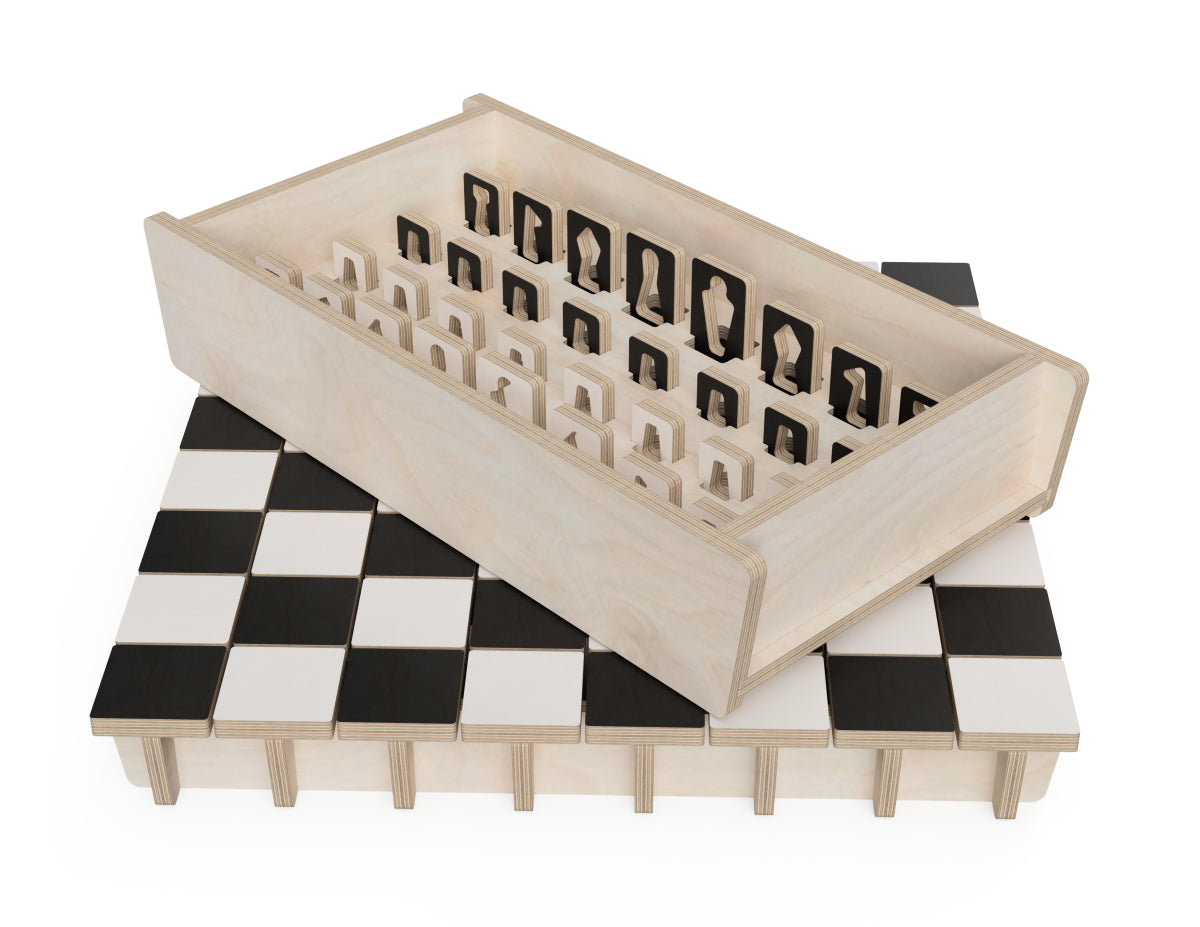 Detailed DXF drawing of premium chess set for CNC router