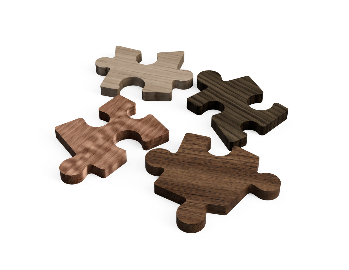 Puzzle cup coaster Free DXF file CNC-ready design showing joints and assembly features