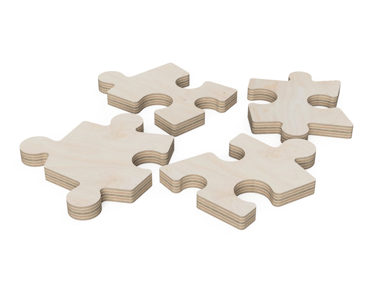 Rendered view of puzzle cup coaster dxf file layout from Free DXF file