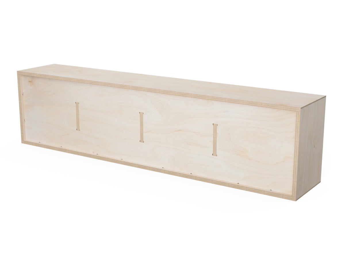 Rendered view of quadruple cube - wall shelf layout from DXF file
