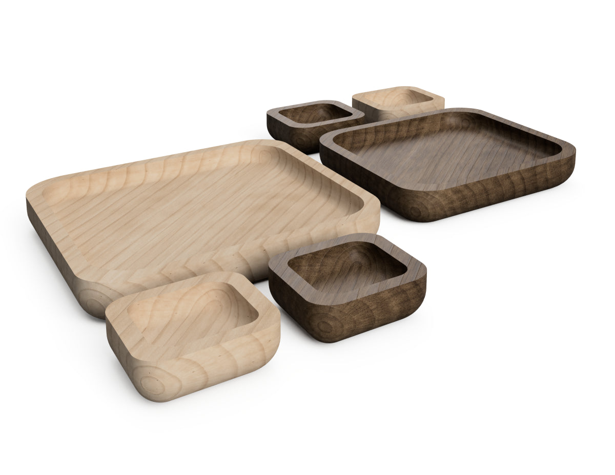 Rhombus Snack Trays Free DXF file rendered from angled view for CNC cutting