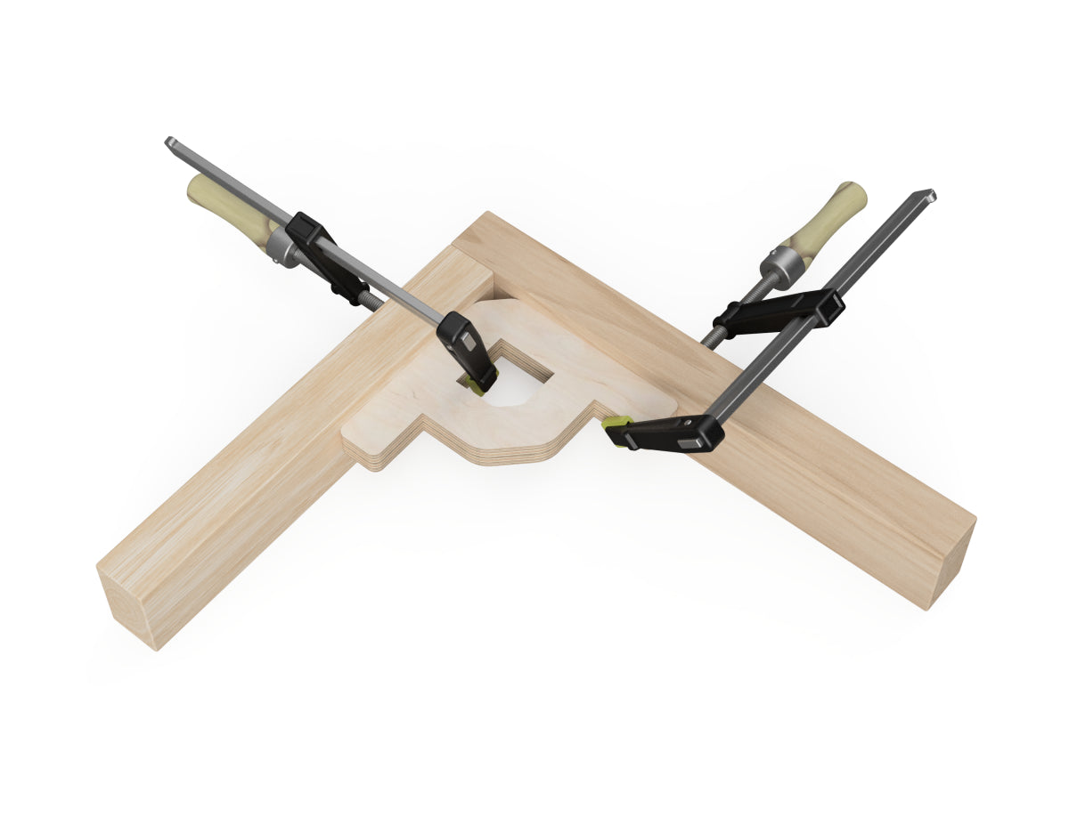 Right Angle Corner Jig Free DXF file rendered from angled view for CNC cutting
