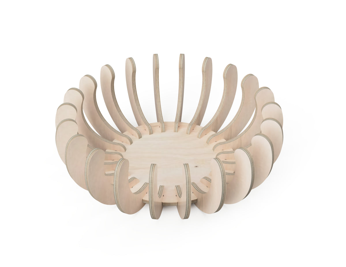 Detailed DXF drawing of round fruit basket free dxf file for CNC router