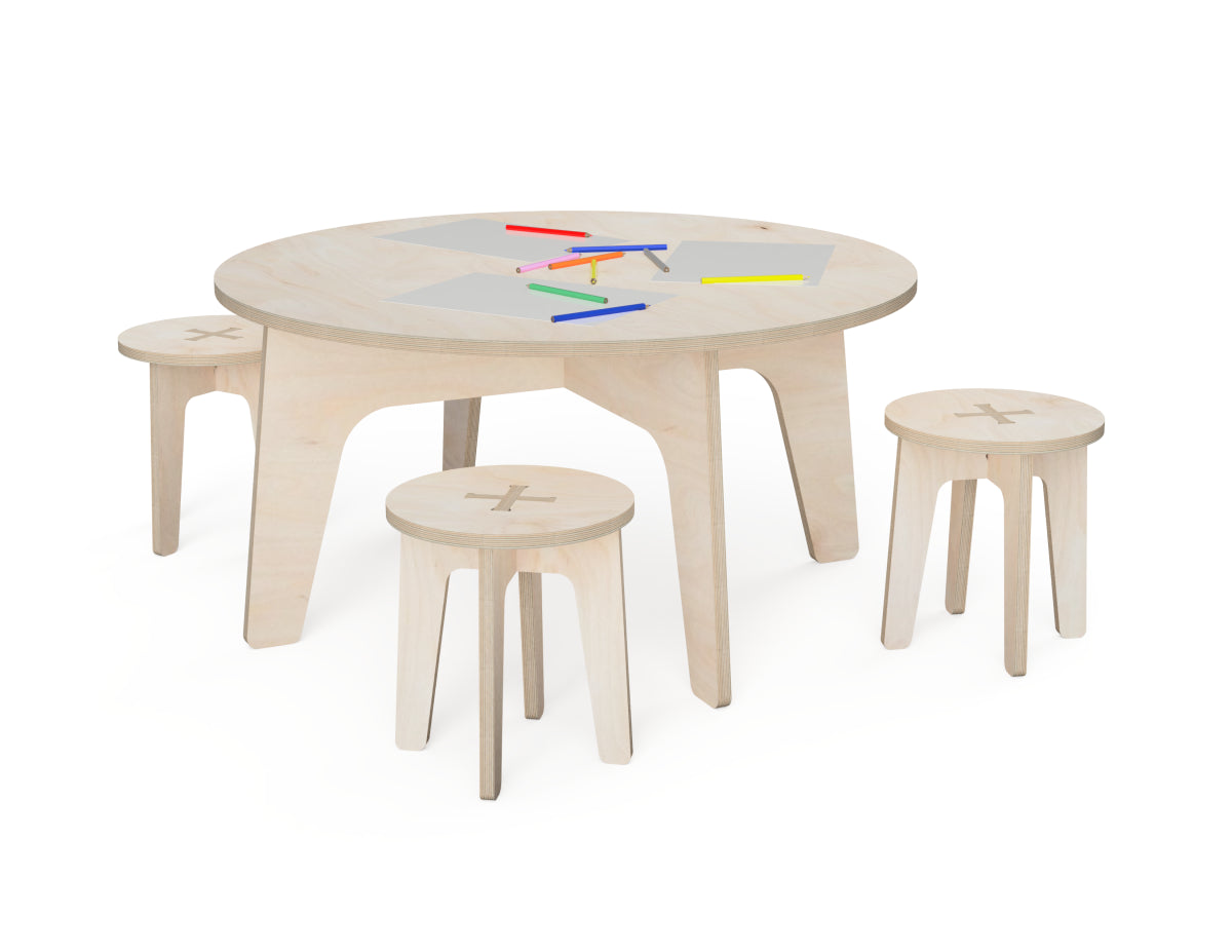 Round Kids Desk DXF file DXF file rendered from angled view for CNC cutting