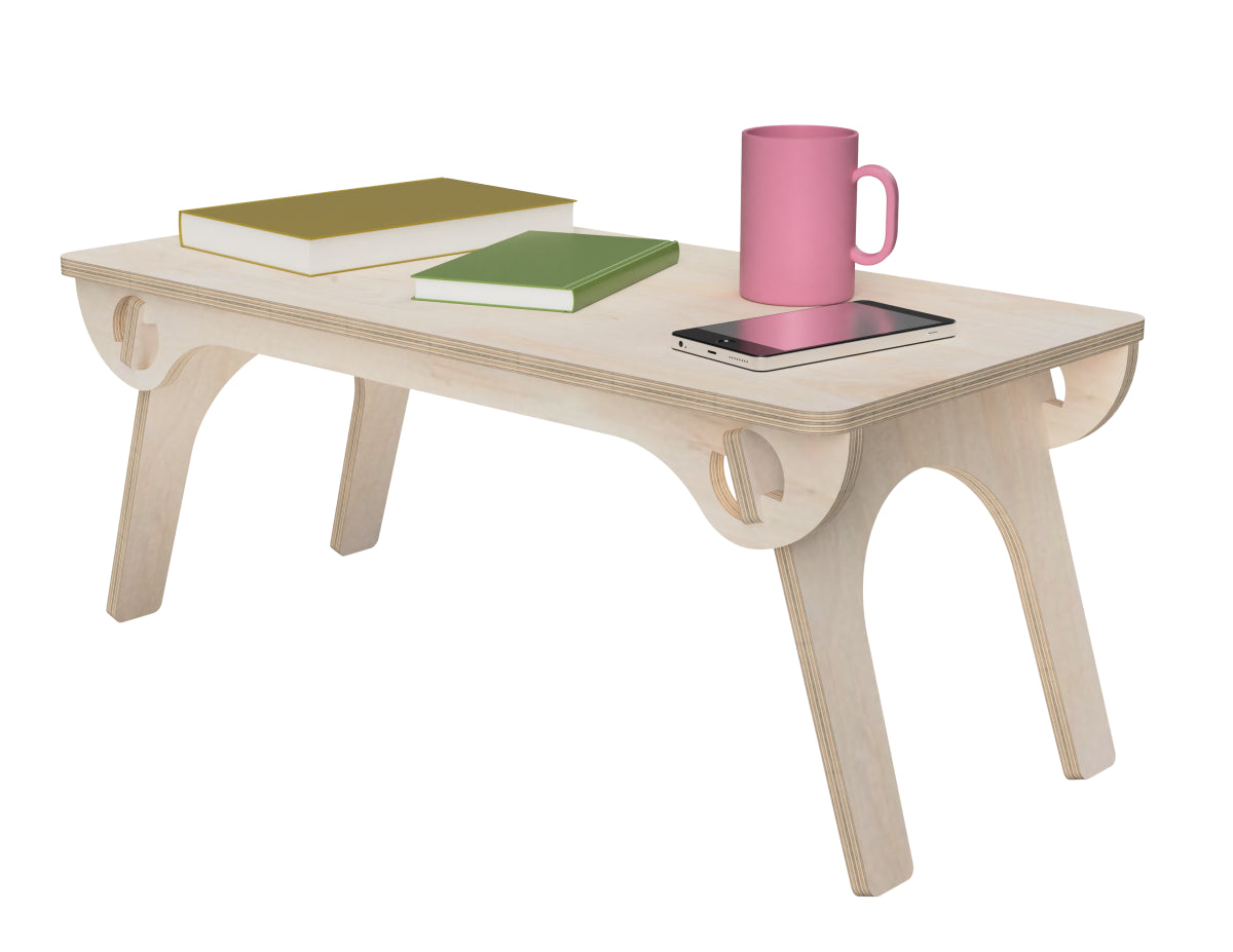 Simple Bed Table Free DXF file rendered from angled view for CNC cutting