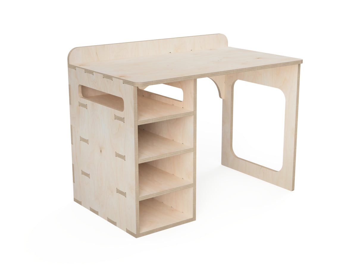 Simple Office Desk DXF file rendered from angled view for CNC cutting