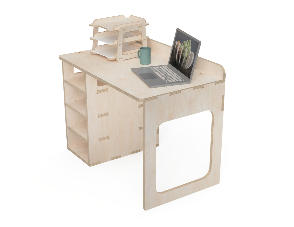 Rendered view of simple office desk layout from DXF file