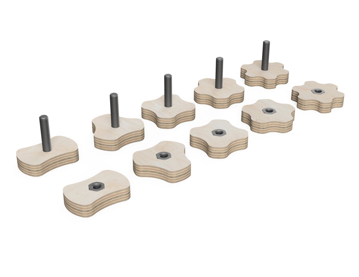 Simple Star Knobs - Free DXF file rendered from angled view for CNC cutting