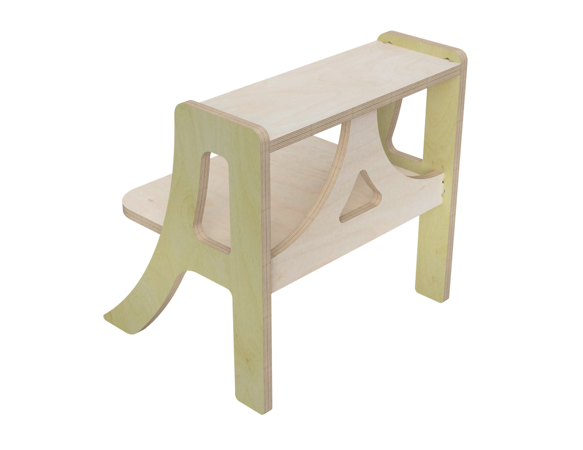 Simple Step Stool DXF file rendered from angled view for CNC cutting