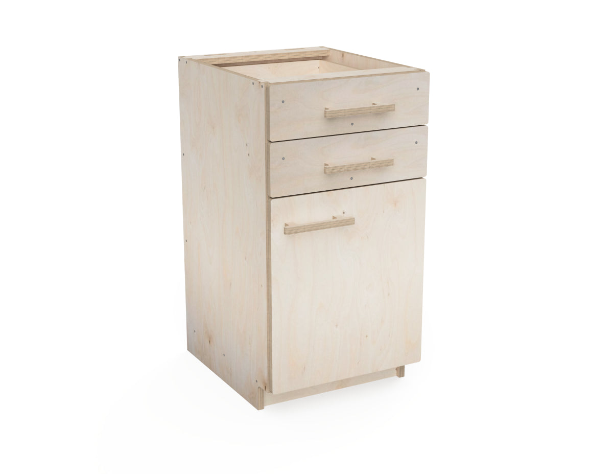 3D render of DIY workshop cabinet design with two drawers CNC cutting files download