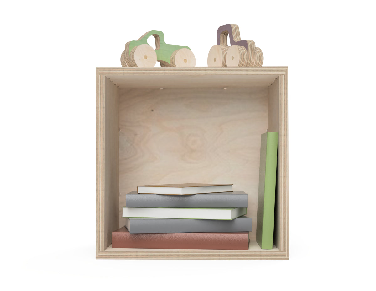 Single Cube - Wall Shelf DXF file rendered from angled view for CNC cutting