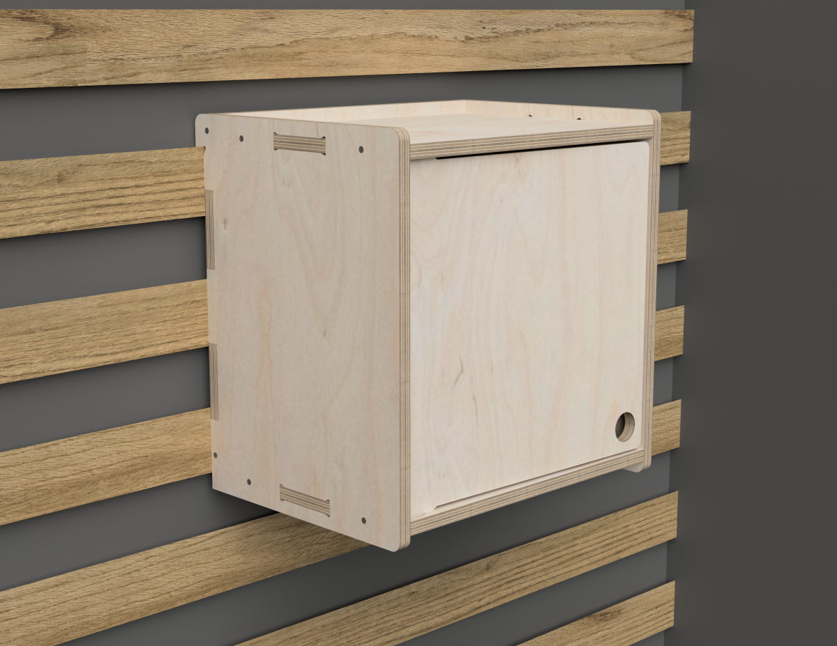 Single Door Cabinet - French Cleat Attachment - DXF file rendered from angled view for CNC cutting