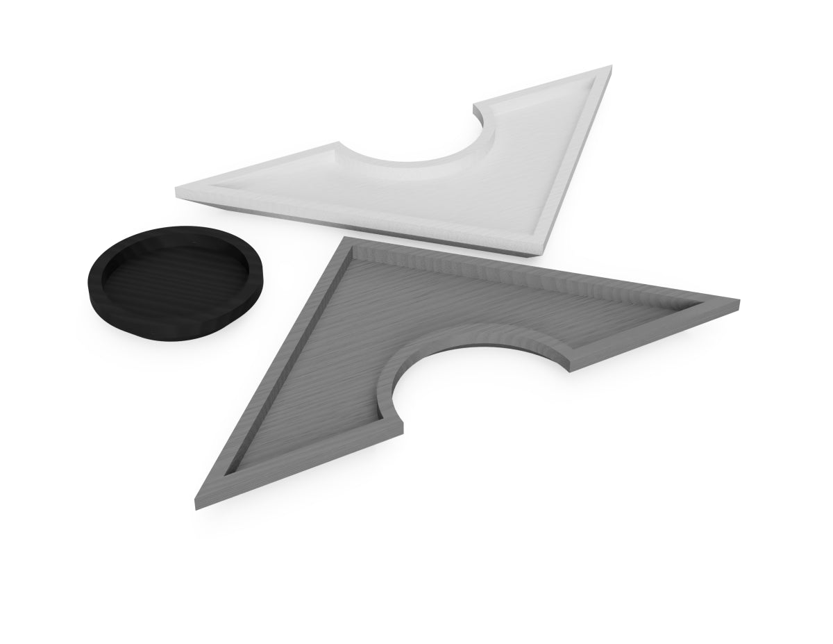 Snack Tray "Triangles" Free DXF file rendered from angled view for CNC cutting