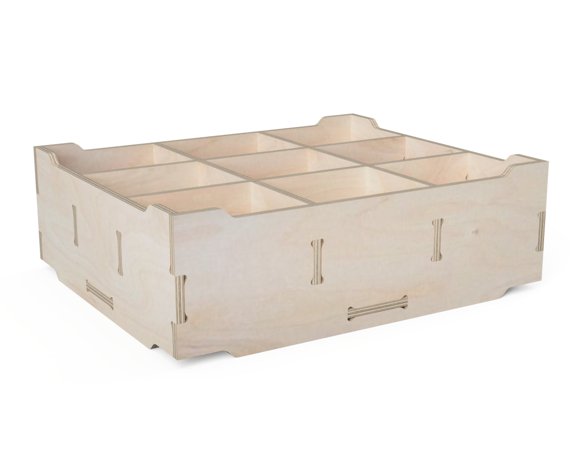 Sortable Storage Box Free DXF file DXF file rendered from angled view for CNC cutting