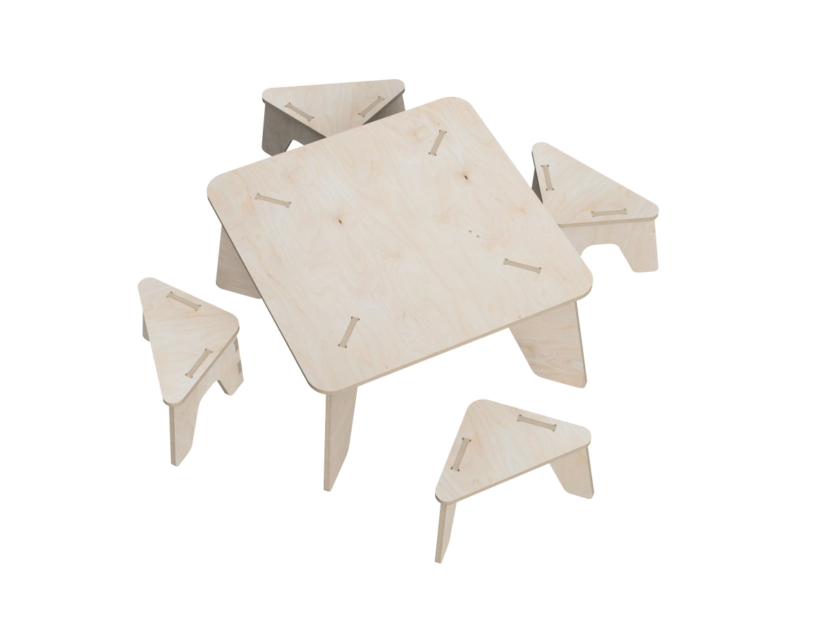 Square Kids Desk DXF file DXF file rendered from angled view for CNC cutting