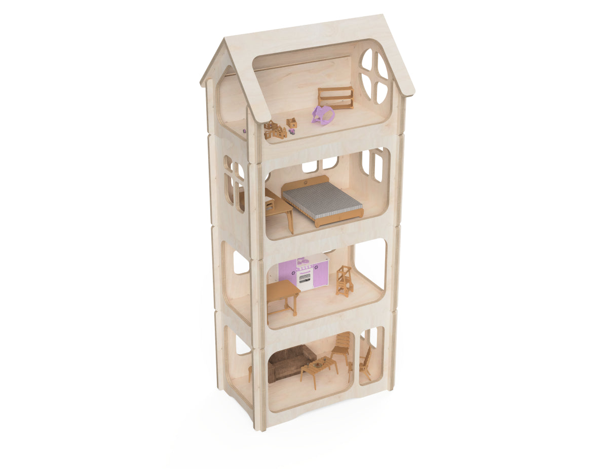 Doll House CNC-ready design showing joints and assembly features