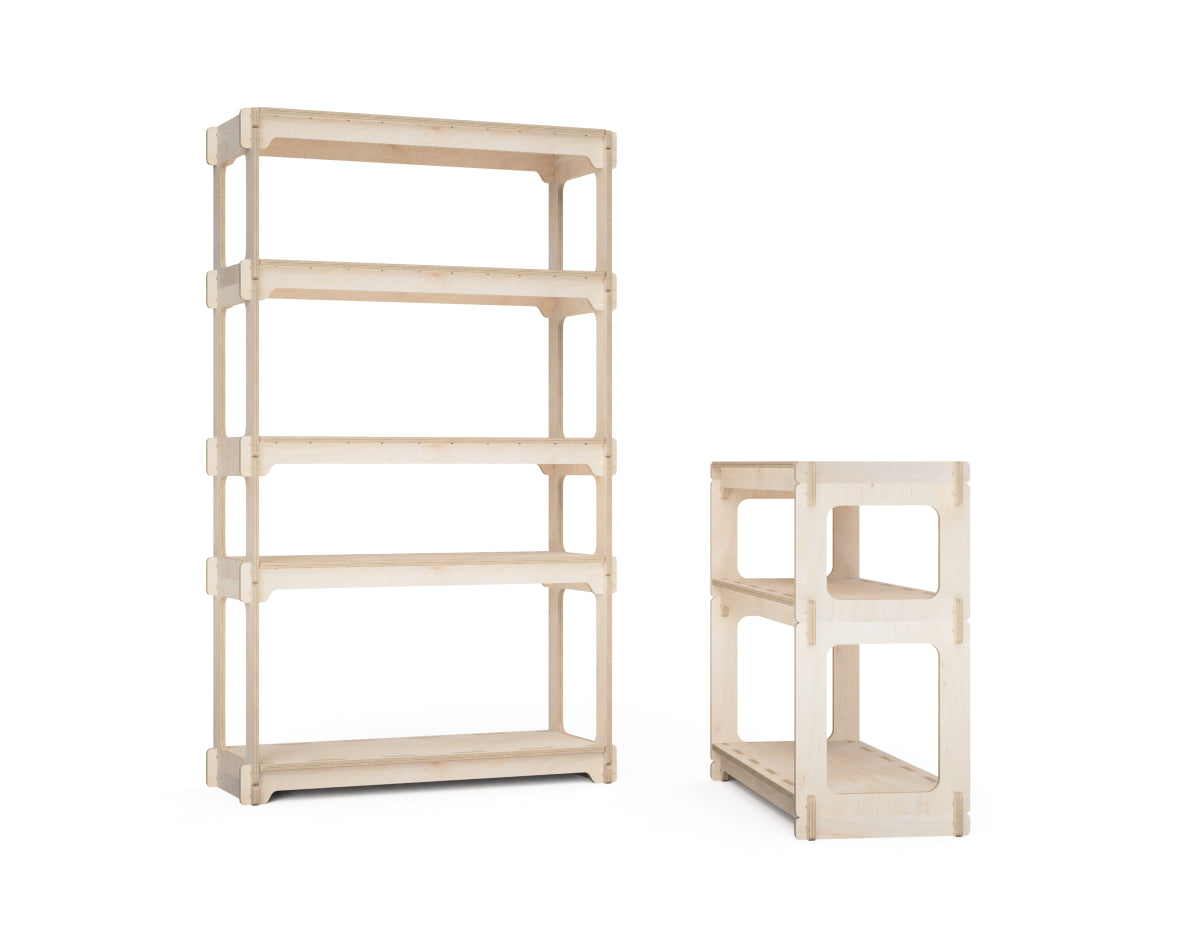 Stackable Storage Shelf DXF file rendered from angled view for CNC cutting