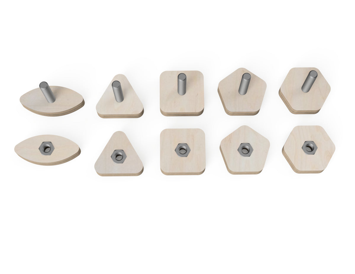 Star Knobs - Shapes - CNC-ready design showing joints and assembly features