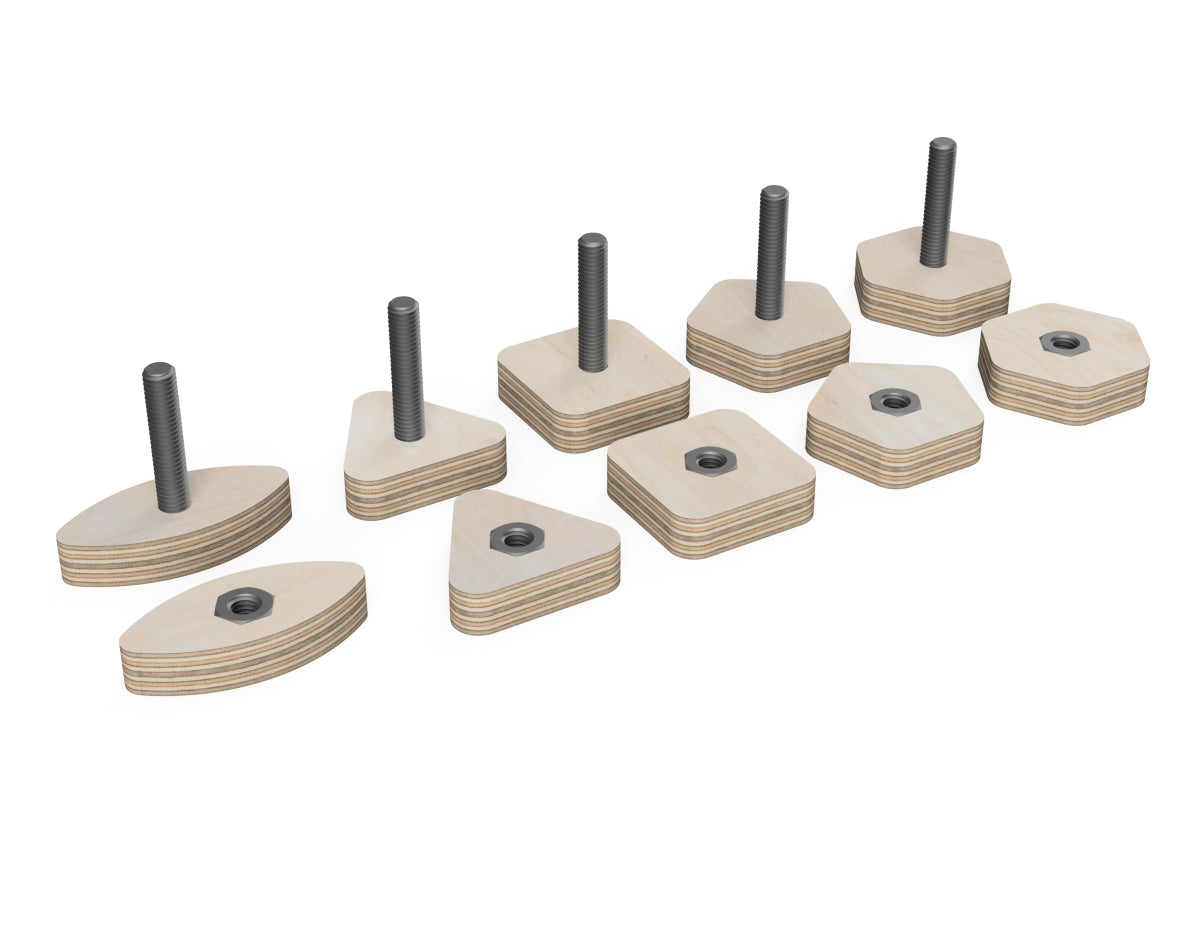 Star Knobs - Shapes - DXF file rendered from angled view for CNC cutting
