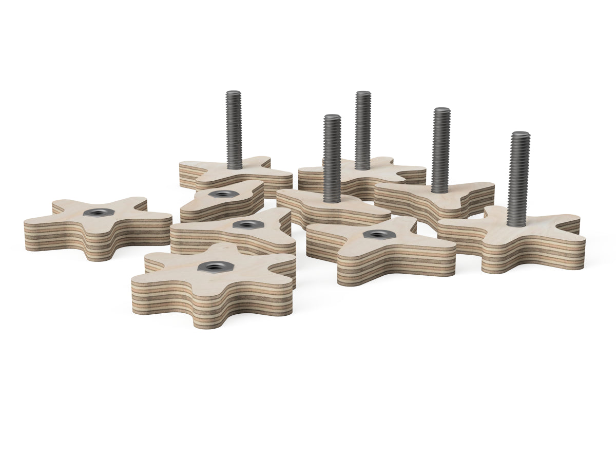 Detailed DXF drawing of star knobs - stars - for CNC router