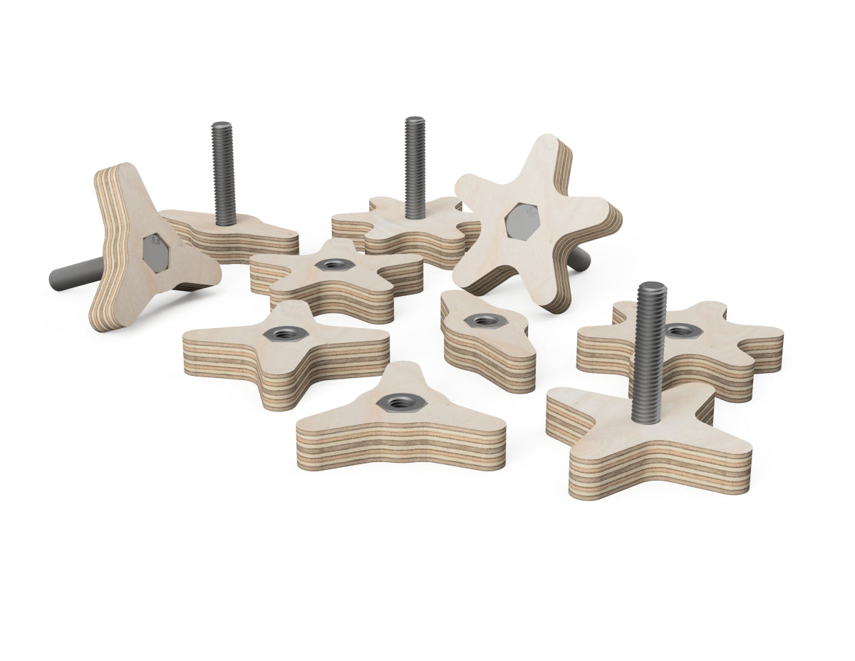 Star Knobs - Stars - CNC-ready design showing joints and assembly features