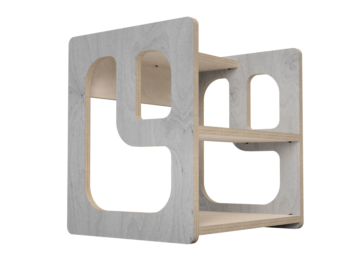 Step Stool 2 in 1 DXF file rendered from angled view for CNC cutting