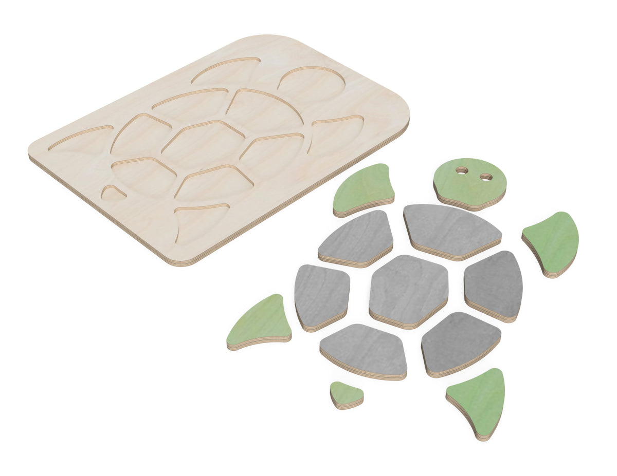 Stepping Stones "Turtle" DXF file rendered from angled view for CNC cutting