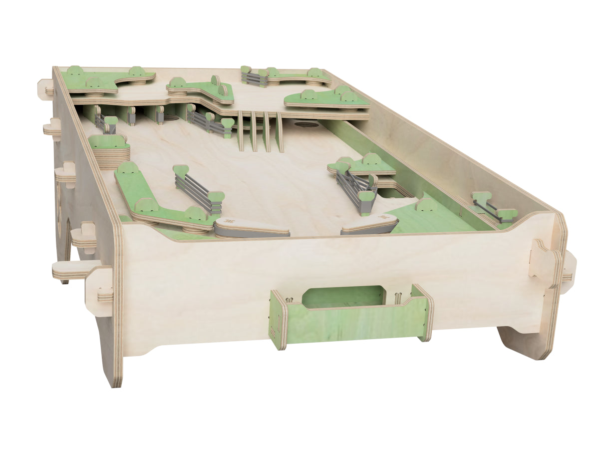 Detailed DXF drawing of table-top pinball for CNC router