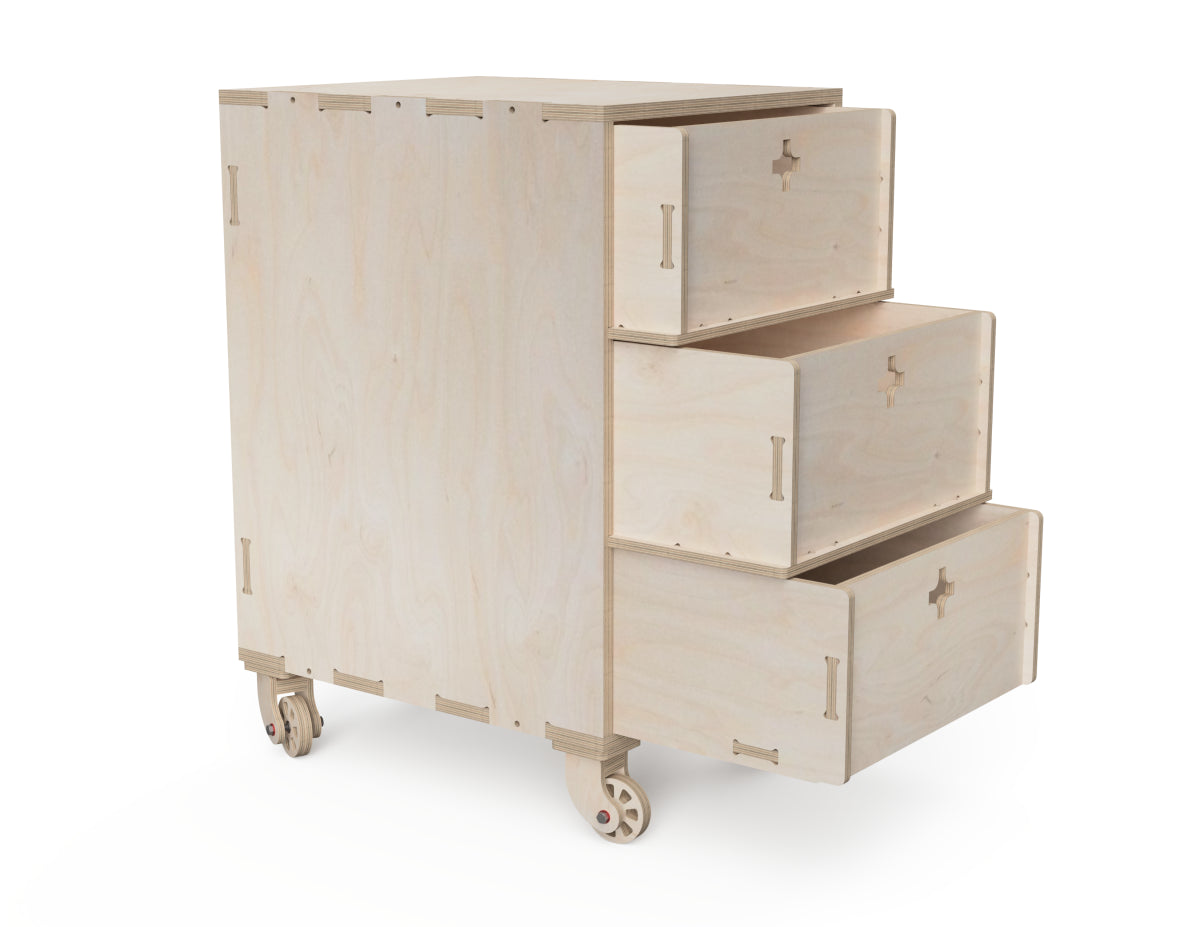 Detailed DXF drawing of three drawer cabinet for workshop for CNC router