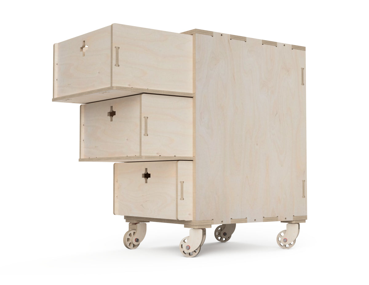 Three Drawer Cabinet For Workshop CNC-ready design showing joints and assembly features