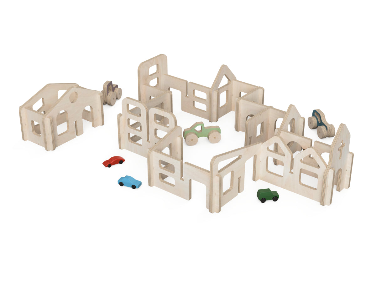 Rendered view of toy city layout from DXF file