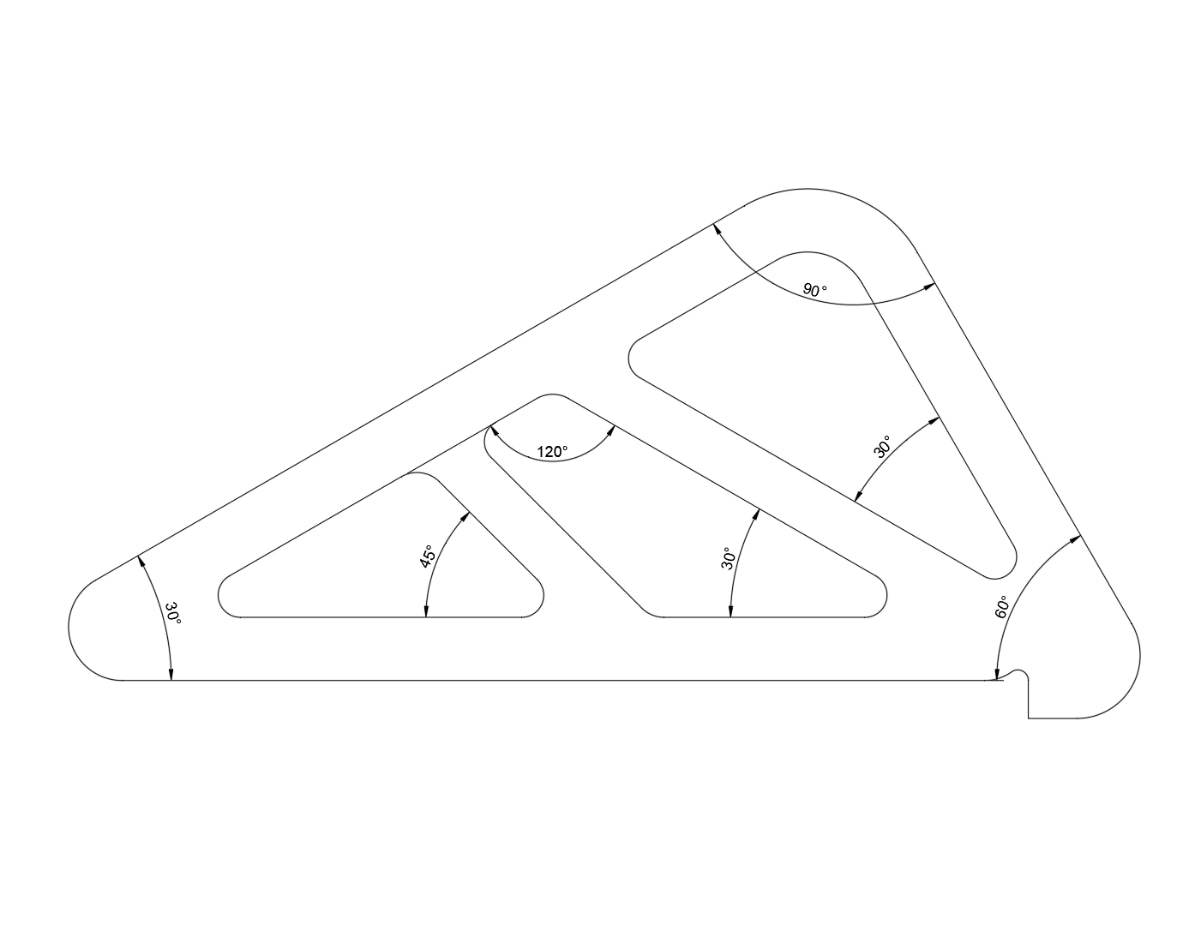 Detailed DXF drawing of triangle push stick dxf file for CNC router