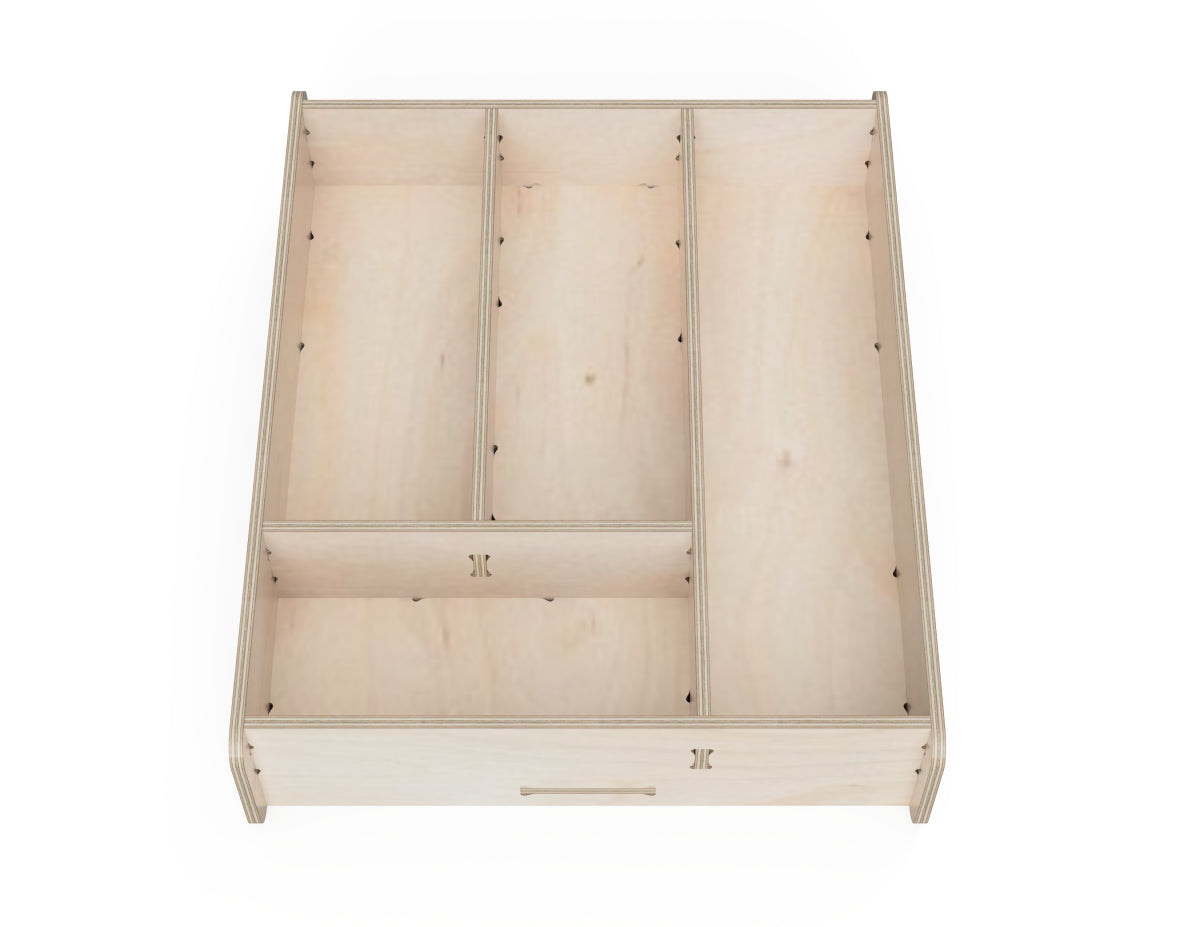 Utensil Tray Free DXF file rendered from angled view for CNC cutting