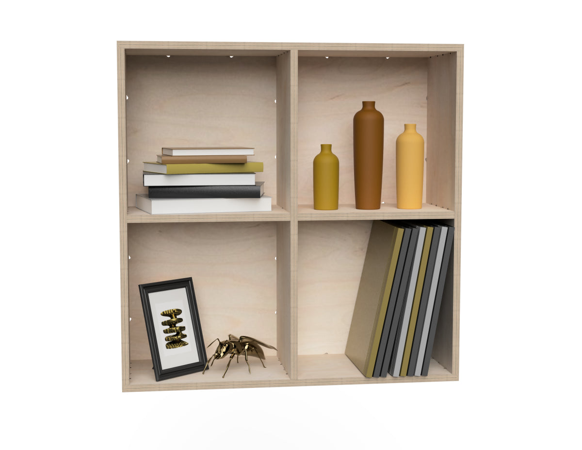 Wall Shelf - 2 x 2 Cubes DXF file rendered from angled view for CNC cutting