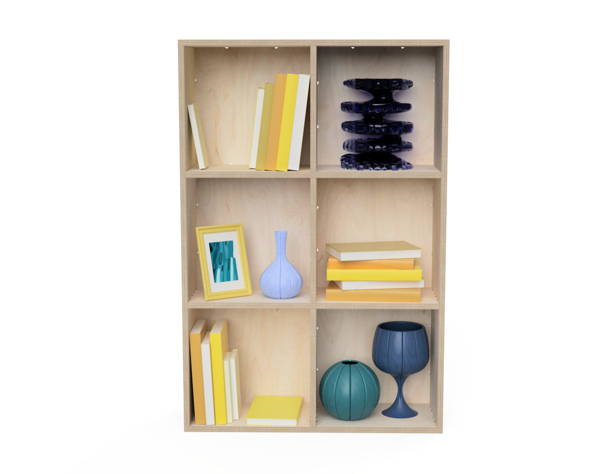 Wall Shelf - 3 x 2 Cubes CNC-ready design showing joints and assembly features