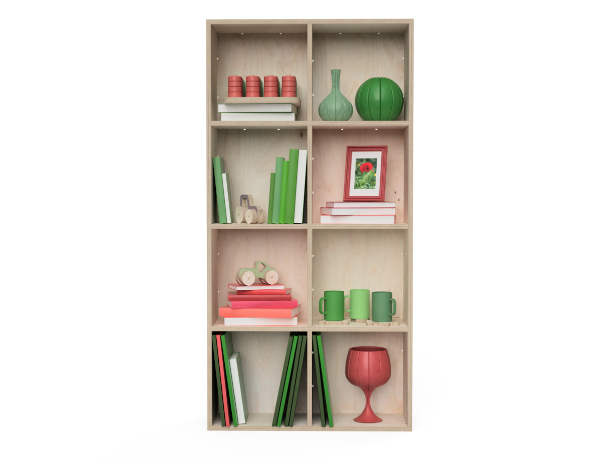 Wall Shelf - 4 x 2 Cubes DXF file rendered from angled view for CNC cutting