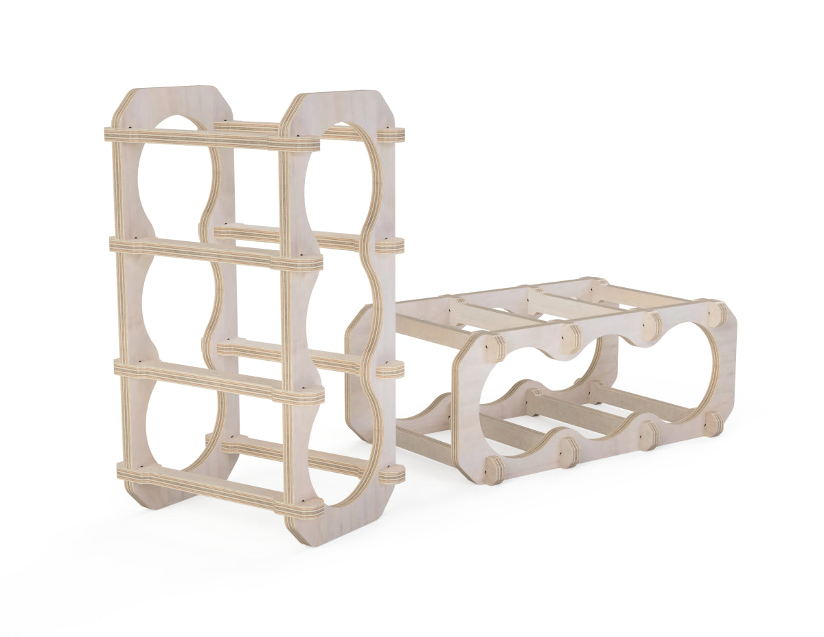 Wine bottle stand Free DXF file DXF file rendered from angled view for CNC cutting