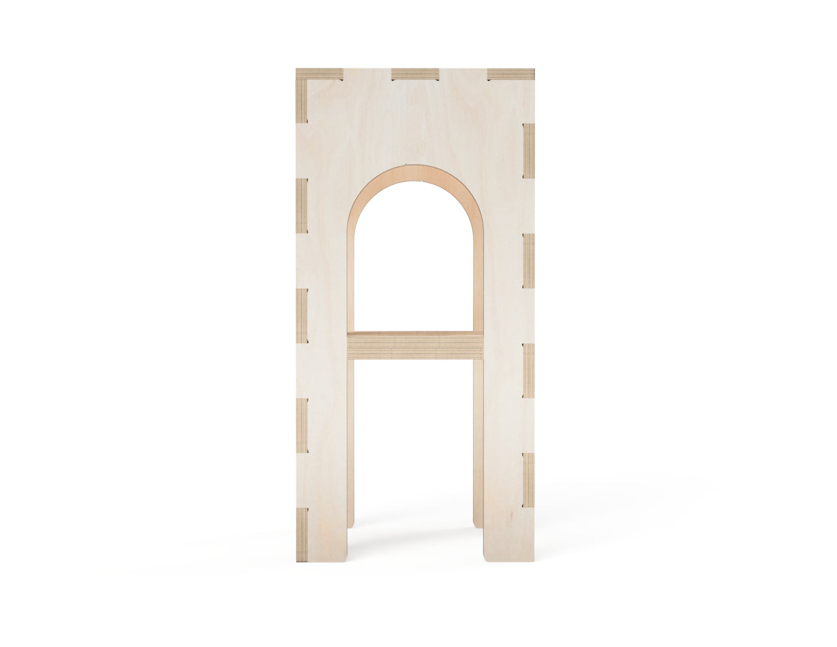 Workshop Stool DXF file rendered from angled view for CNC cutting