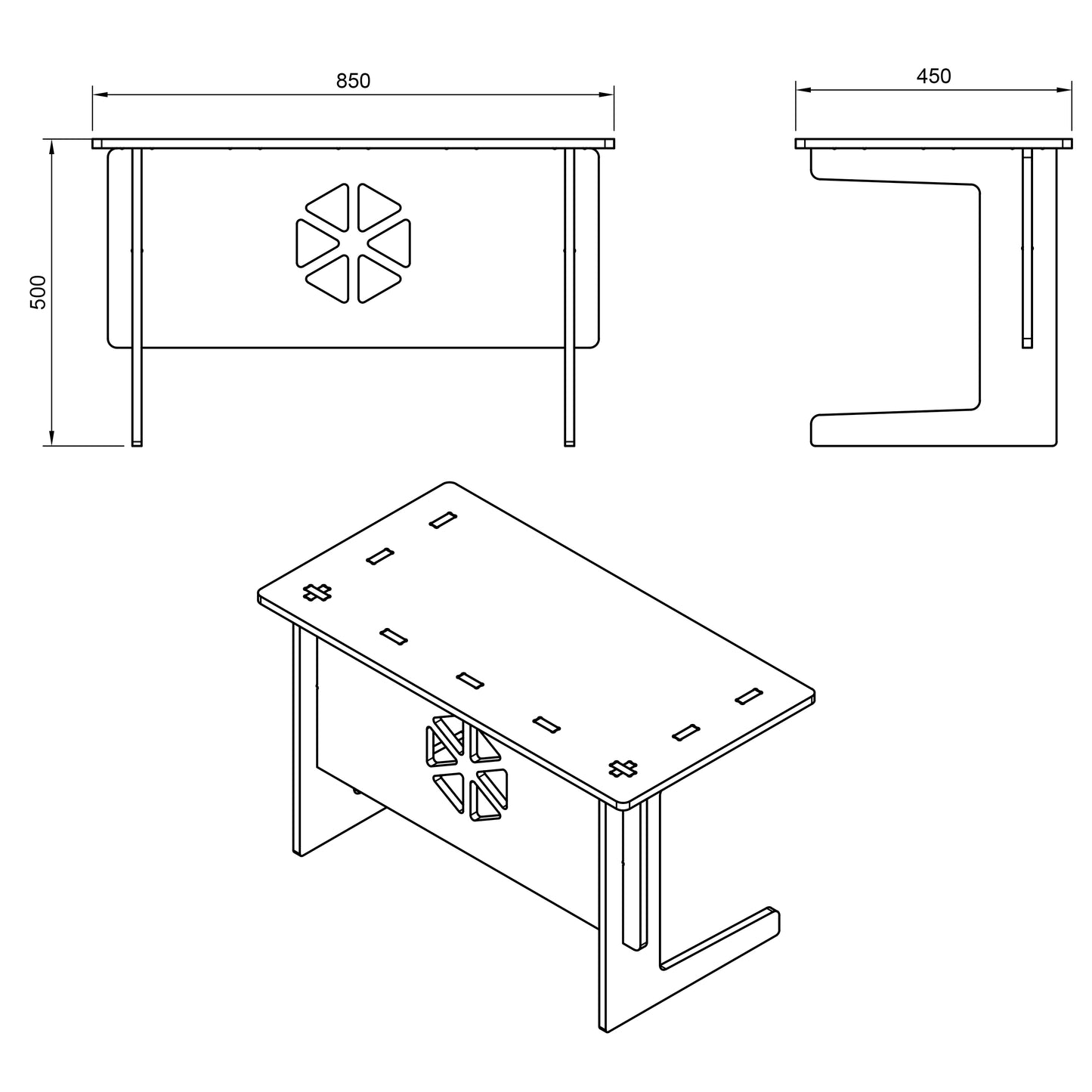 Detailed DXF drawing of children's table dxf file for CNC router