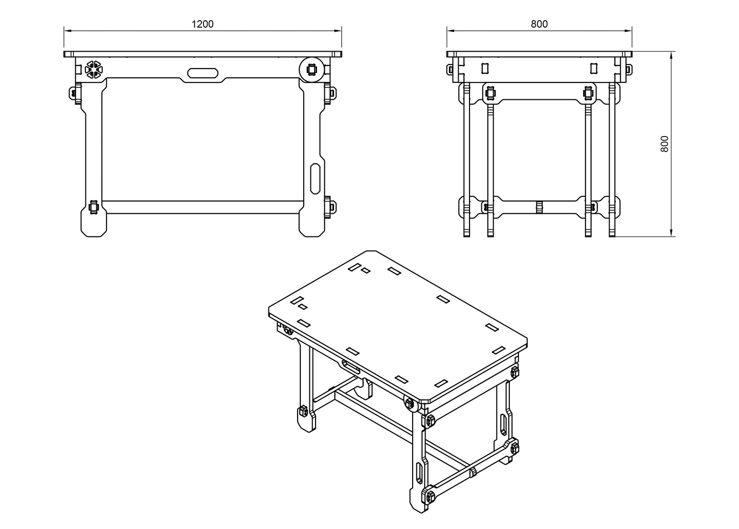 Foldable Table DXF file CNC DXF file design overview