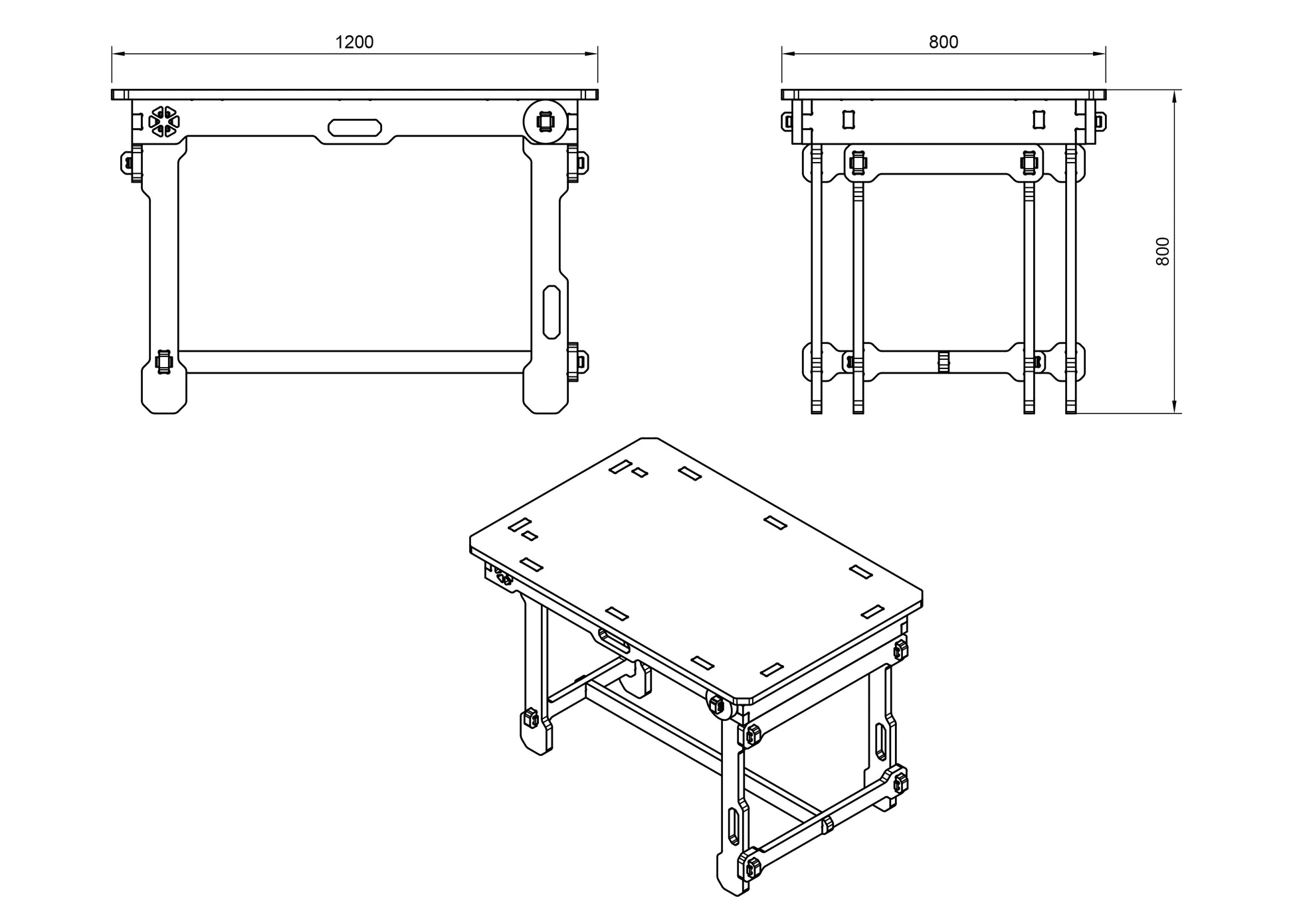 Foldable Table DXF file CNC DXF file design overview