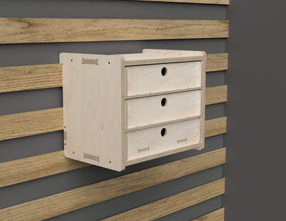 3 - Drawer Cabinet - French Cleat Attachment - DXF file rendered from angled view for CNC cutting