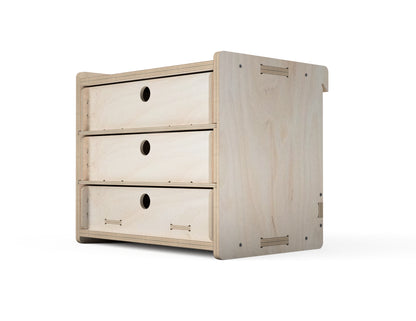 Detailed DXF drawing of 3 - drawer cabinet - french cleat attachment - for CNC router