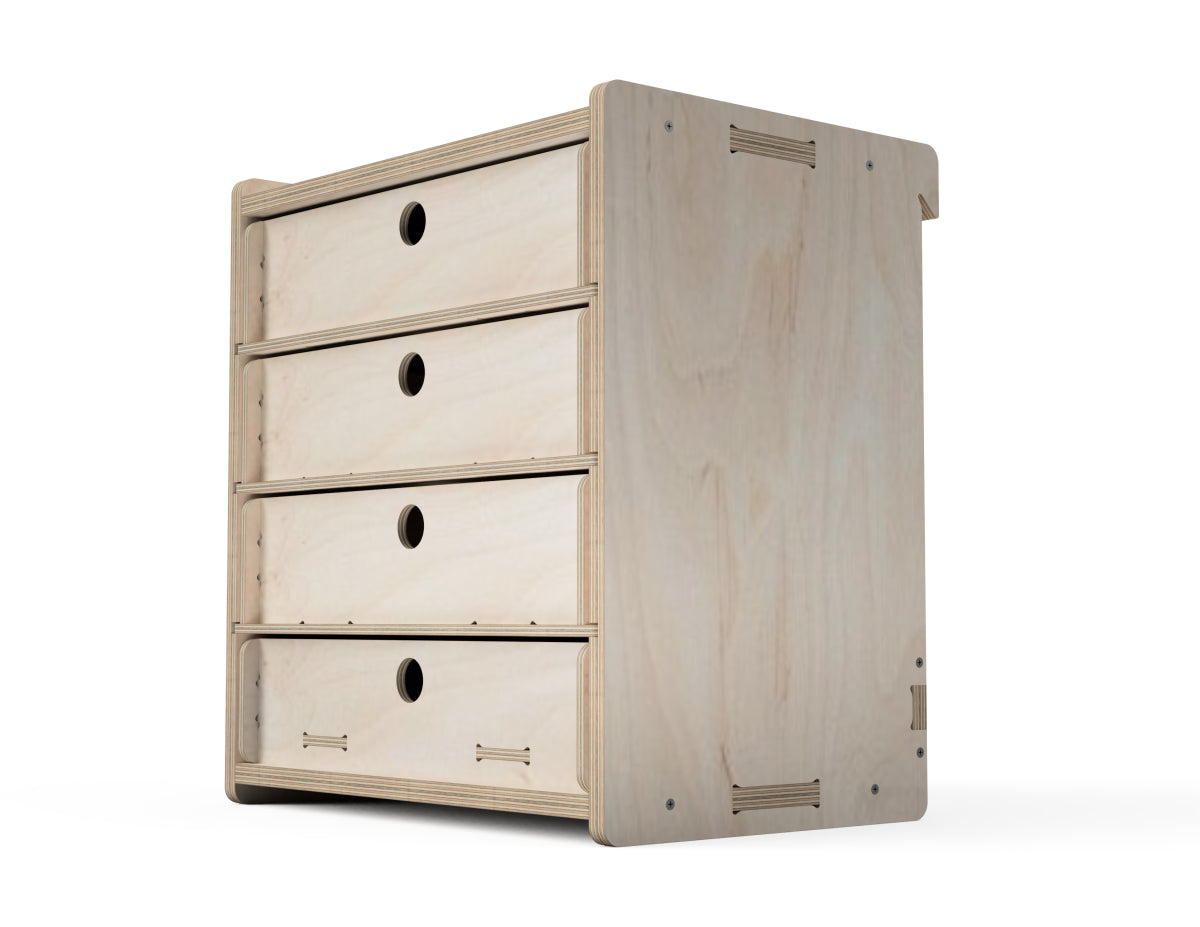 4 - Drawer Cabinet - French Cleat Attachment - CNC-ready design showing joints and assembly features