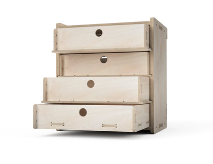 Rendered view of 4 - drawer cabinet - french cleat attachment - layout from DXF file