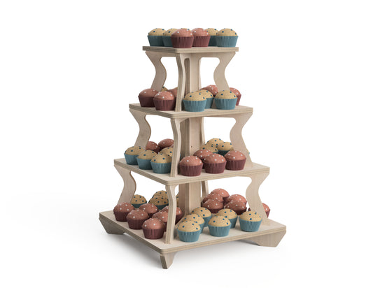 4-Level Cupcake Stand CNC DXF file design overview