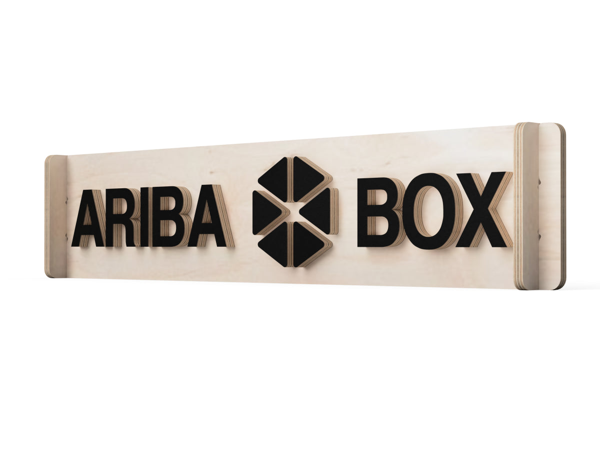 Aribabox logo attachment shown off the wall