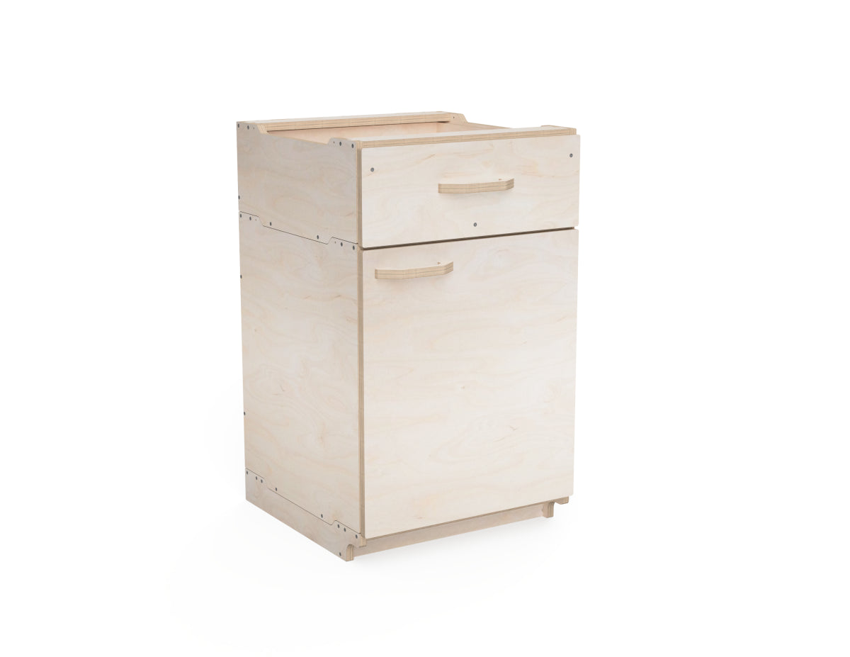 Large modular workshop cabinet DXF render, 550 mm width, stacked module