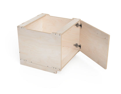 Render highlighting modular cabinet joints and assembly