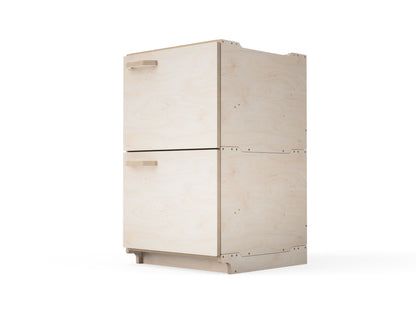 Multiple modular cabinet sections stacked together